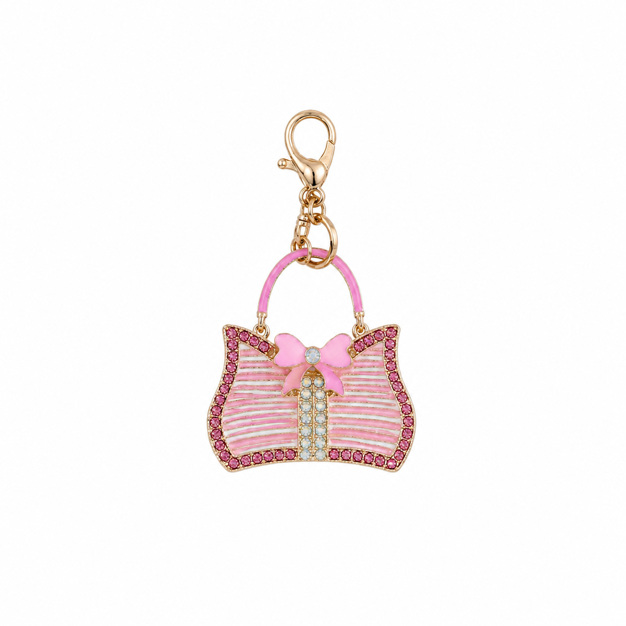 Pink Bow Rhinestone Bag Charm