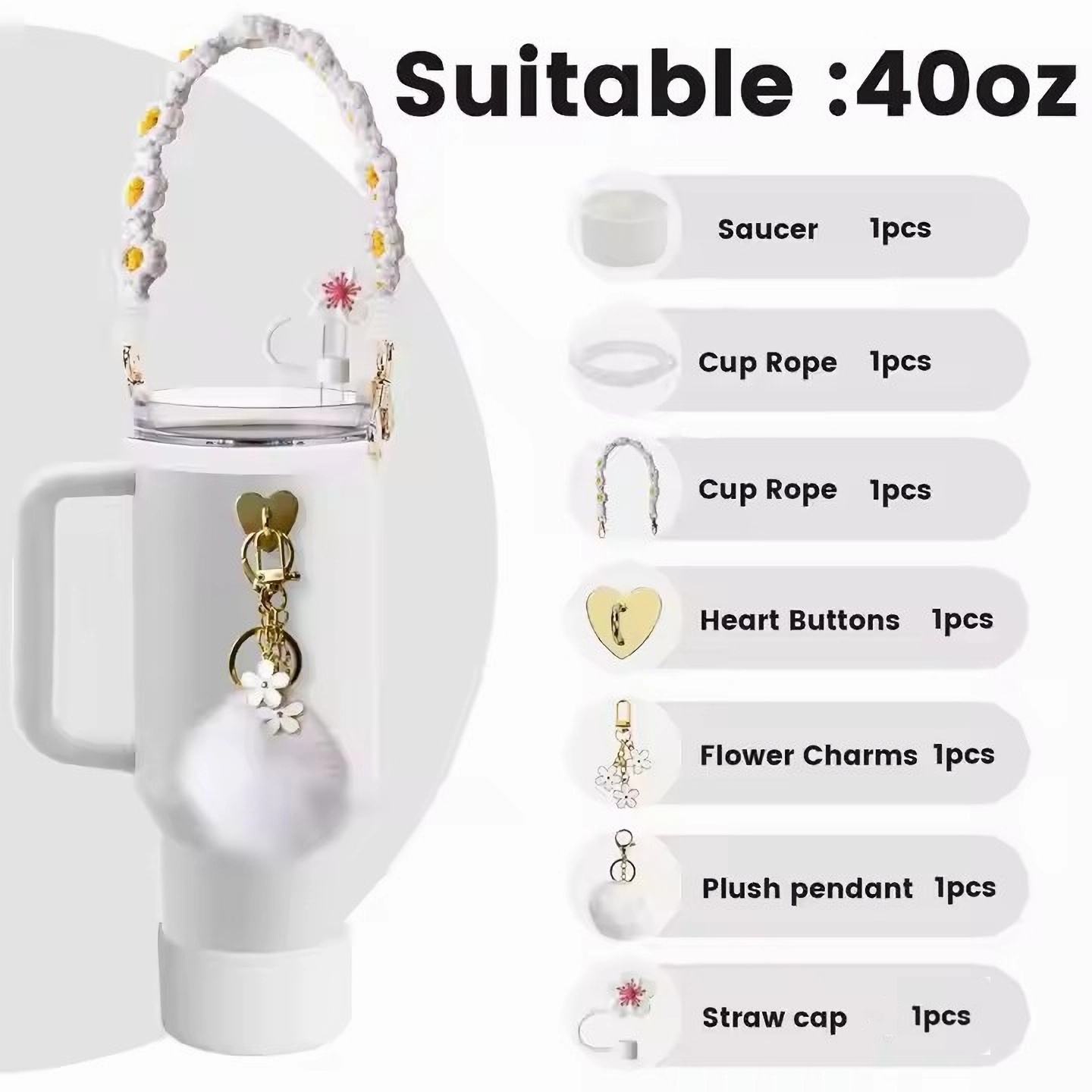 Cotton Candy Tumbler Bottle & Charms Set