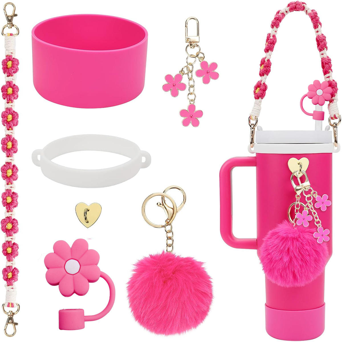 Cotton Candy Tumbler Bottle & Charms Set