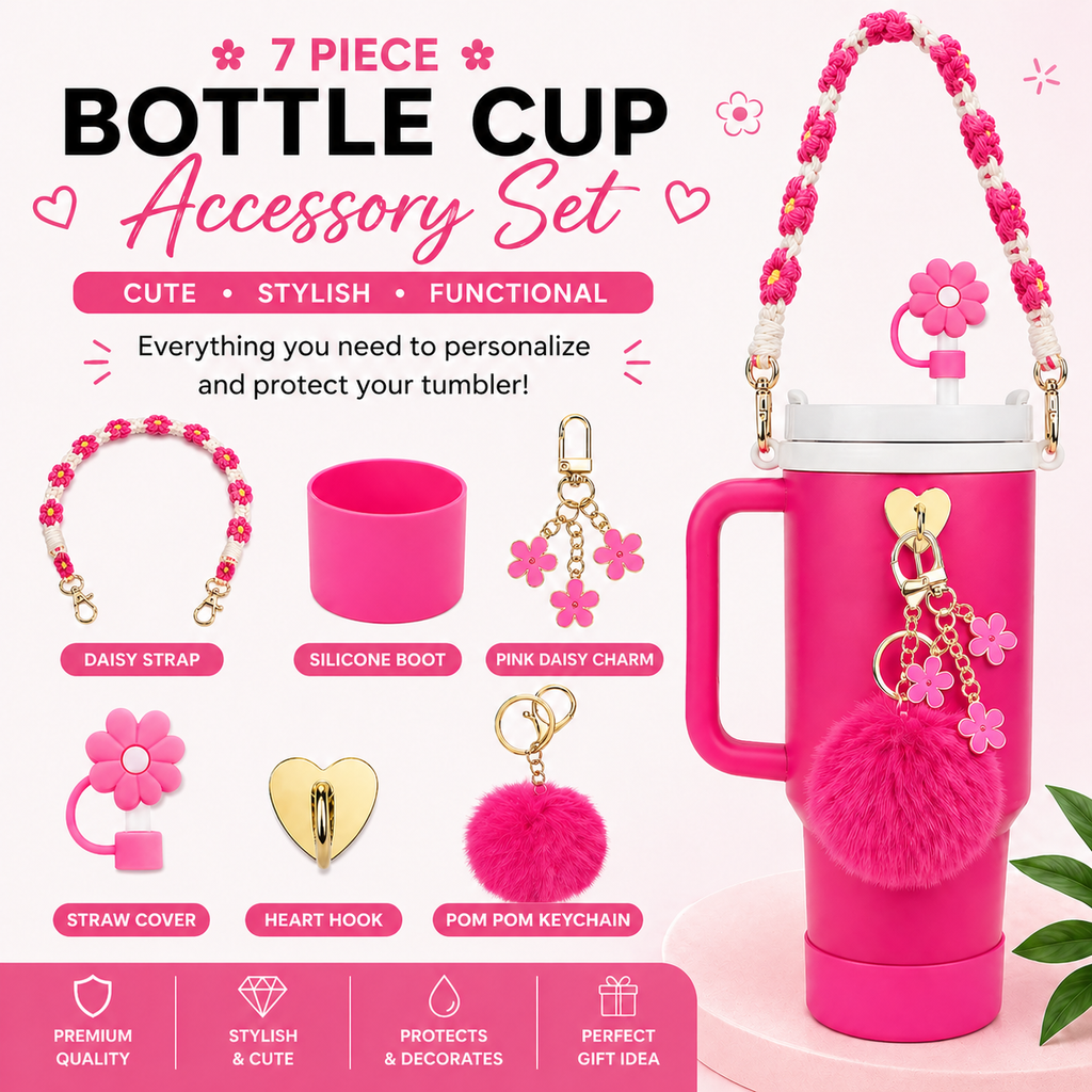Cotton Candy Tumbler Bottle & Charms Set