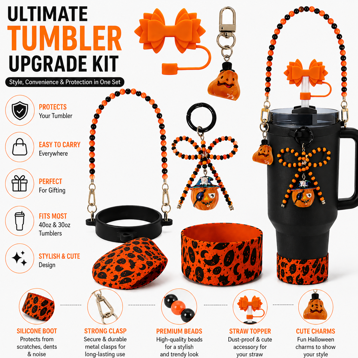HalloCueen Tumbler Bottle & Charms Set