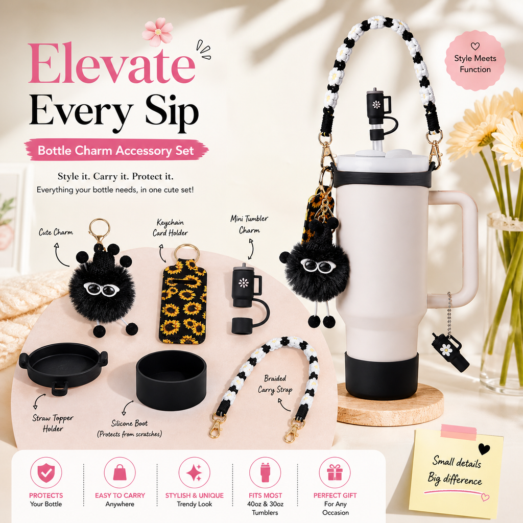 Dreamy Fluff Tumbler Bottle & Charms Set