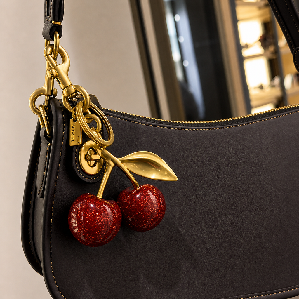 Golden Cherry Bag Charm