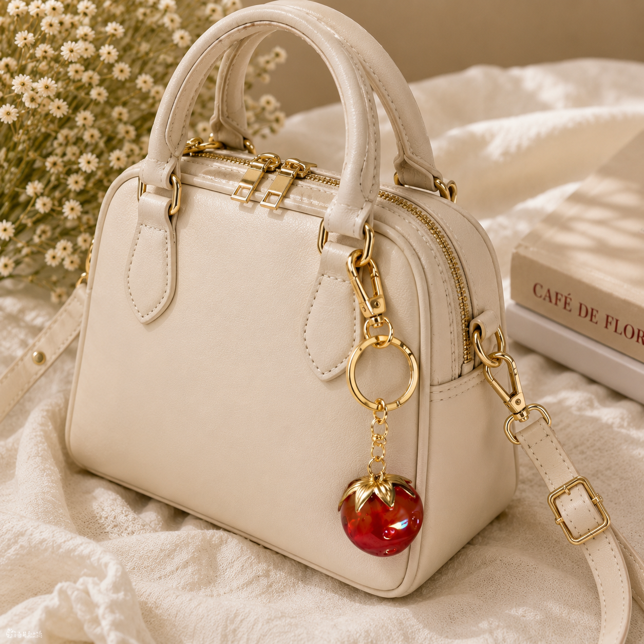 Strawberry Glow Bag Charm